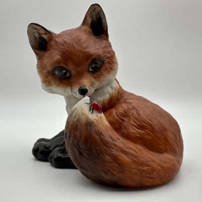 Franklin Mint “Outfoxed” Fox & Ladybug Sculpture by Deborah Bell Jarratt