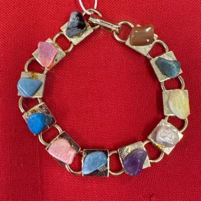  Women's Multi Gemstone Gold Tone Bracelet 