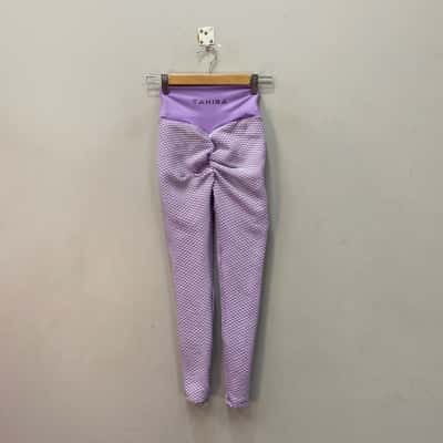  Tahira Womens  Woven Leggings Size S Purple / White 