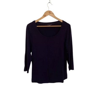 Sportscraft Womens  Size M 3/4 Sleeve Top Navy Blue 