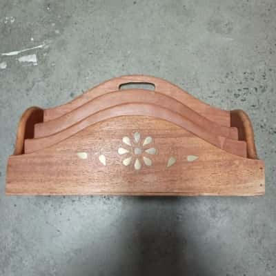 Brass Inlaid Wooden Letter Holder