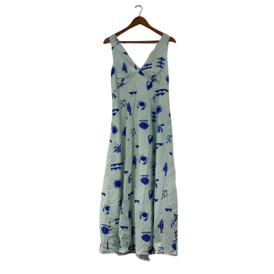 BILLY J Size 12 Mint Green Ocean Pattern Cotton Maxi Dress