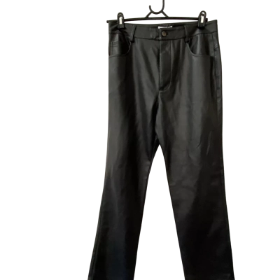 Atmos&Here Black Leather Look Pants   Size 12 