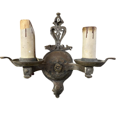 Antique Cast iron and brass wall sconces (set of 2)