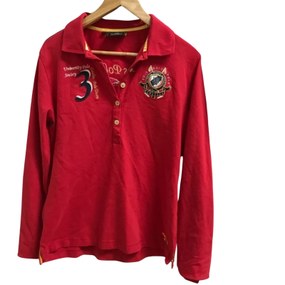HV Polo Top Size L Long Sleeve Shirt / Polo Shirt Red 