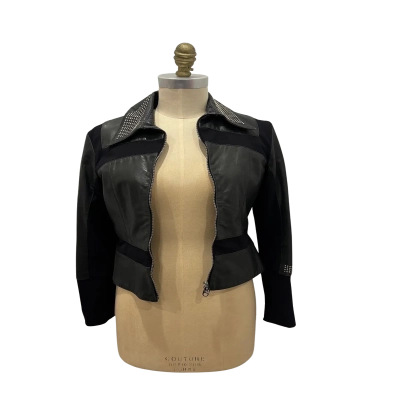 PianuraStudio Womens  Size 42 Leather Jacket Black  