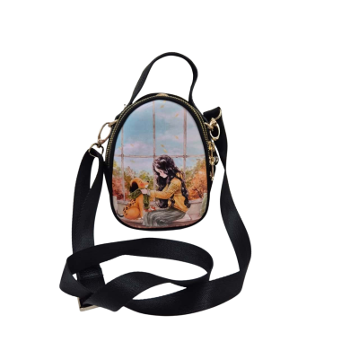Cute Small Backpack Featuring a Girl and Dog