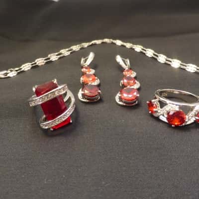  Women's Jewellery Set Marked 925 (red set 2)