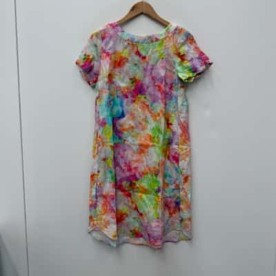 Blue Illusion 100% French Linen Dress - Size S 