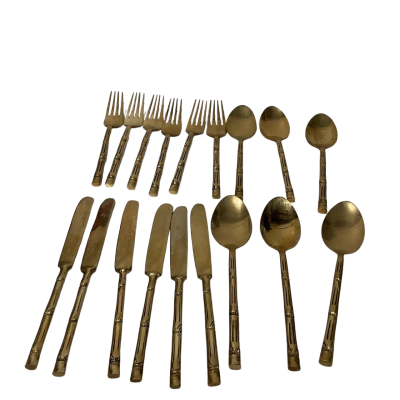 BAMBOO STYLE - Nickel-Bronze Cutlery Set of 18
