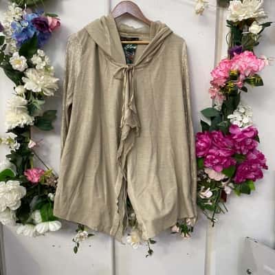  Womens  Size 12 / M Hooded- Open Jacket Beige 