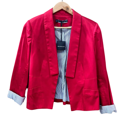 Basque Bright Red Blazer Jacket Size 12