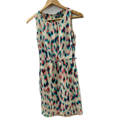 Marcs Womens Dress Size 4 Cream / Green / Multicoloured / Purple / Red Silk