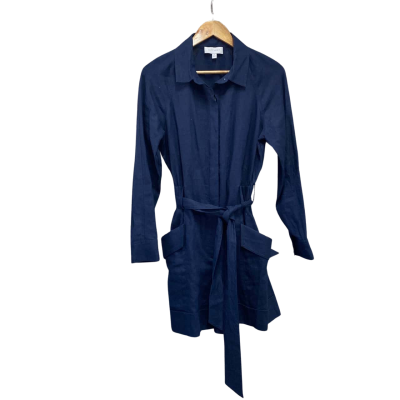 Witchery Womens  Size 10 Linen Playsuit Navy Blue 