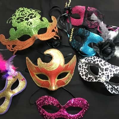  Collection of 7 Assorted Womens Costume Masks 