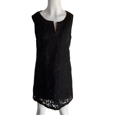 Vintage Rose Womens  Size 12 / 14 Shift Dress / Sleeveless Dress  Black  