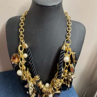 Mimco Womens Necklace Black  / Gold / Pearl / White 