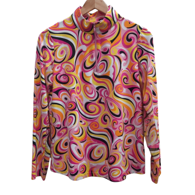 Women's IBKUL Size M Colourful Pucci Print Pattern Golf/Tennis Long Sleeve Top