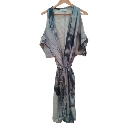 Womens Kloke 100% Linen Wrap Dress Grey Size L