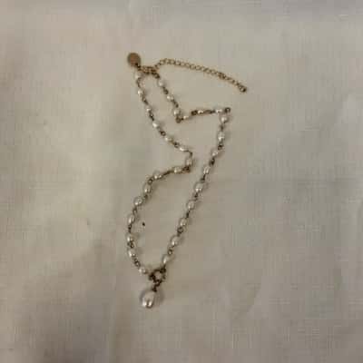 Womens Goldtone Freshwater Pearl Station drop Necklace 400mm Chain