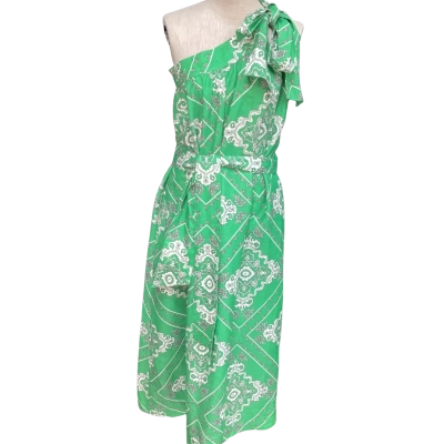 Country Road  Size 8 Off The Shoulder Dress with Pockets Green / White 