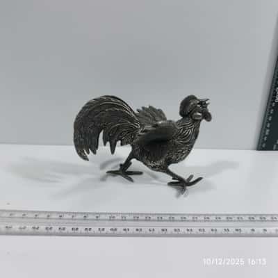 Metal Rooster Figurine Vintage 