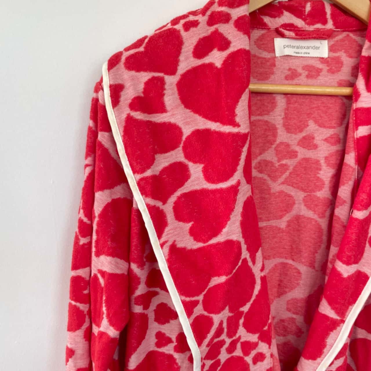 Peter Alexander Red Heart Pattern Bathrobe Size 12 / L (s)