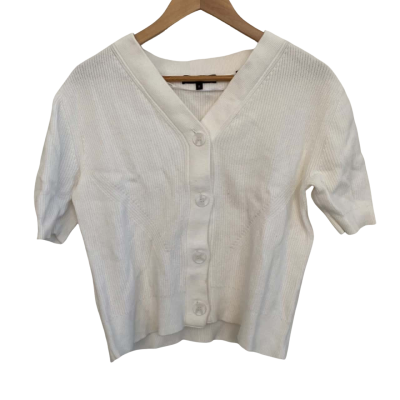David Lawrence Womens  Size S Button-down Cardigan White 
