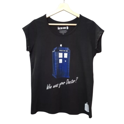 BBC Doctor WHO Women's Size M Black Short Sleeve TARDIS T-Shirt