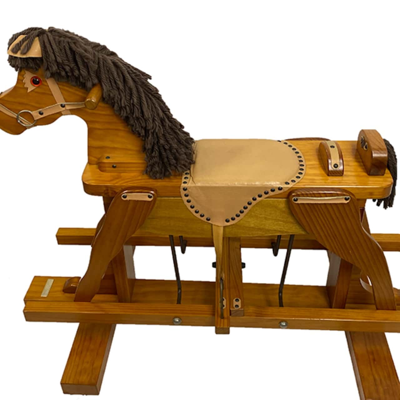 Wood, leather and wool handmmade rocking horse. Exclent cond. Bespoke