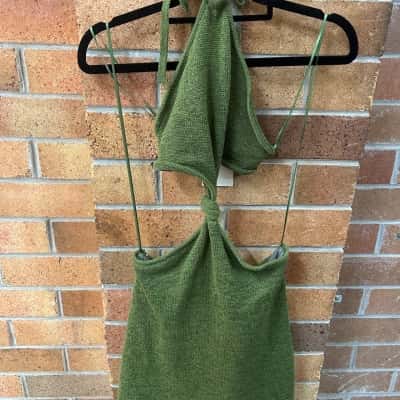 Subtitled Size M Front knot Knit Dress 