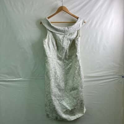 Events Womens Size 12 Sleeveless Dress Silver / White BNWT