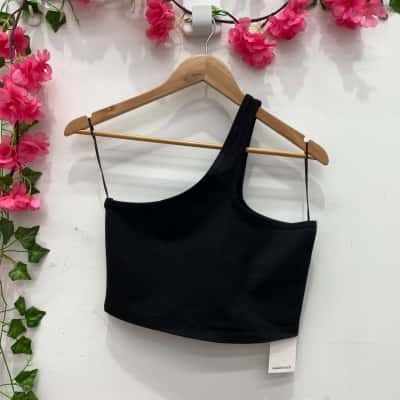 Nakedvice Womens One Shoulder Tank Top Size M Black  