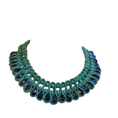 COSTUME - Womens Beaded Necklace - Green / Blue  # 2