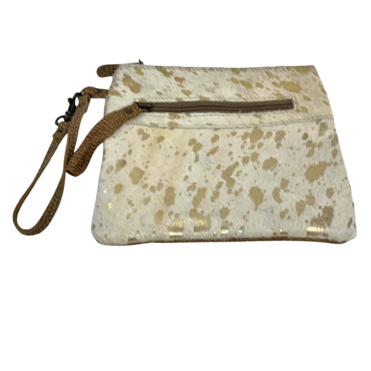 Myra Clutch white gold cowhidejust
