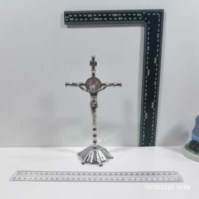 Crucifix Metallic on Stand Religious 