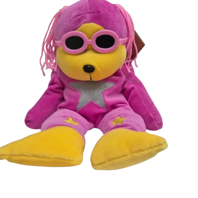 Beanie Kid - Skansen Star the Bear. Pink/ Yellow. 