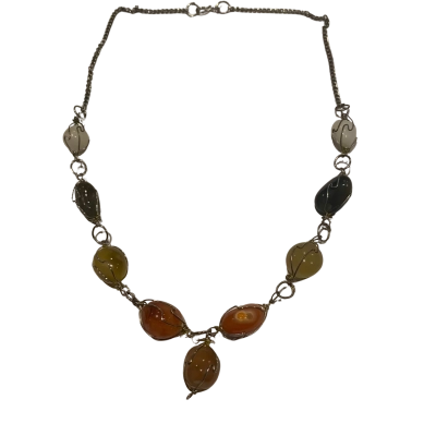   Womens Necklace Multicoloured Wire Wrapped Gemstones on  Wire  Chain Necklace 52 cm Multicoloured 