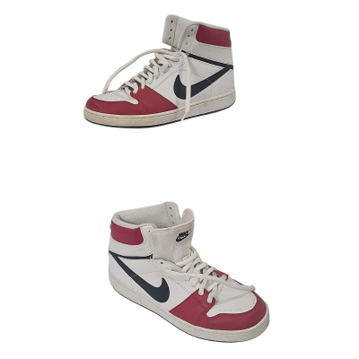 Nike Men's Size 44 EU. High Top Sneakers. White with Red and Black. 