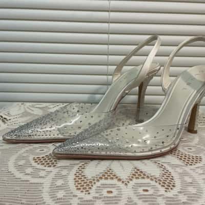 ClubL - Covergirl Diamante Slingback Pointed Heels - (Uk7/Eu40)