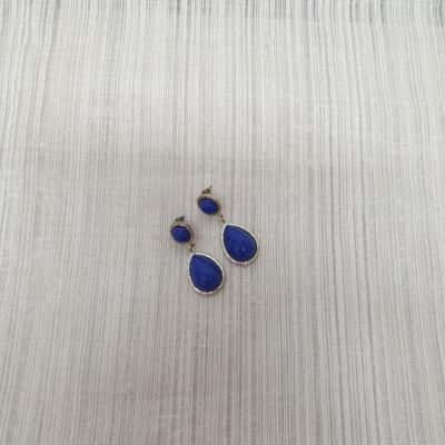 Super Smart Blue Gold & Silver Cabochons /Tear Drop Shape /Dangle Pierced Earrings 