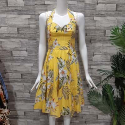 Hell Bunny  vixen Women's  Size XS Casual Dress / Floral Dress / Strapless Dress Floral / Yellow 