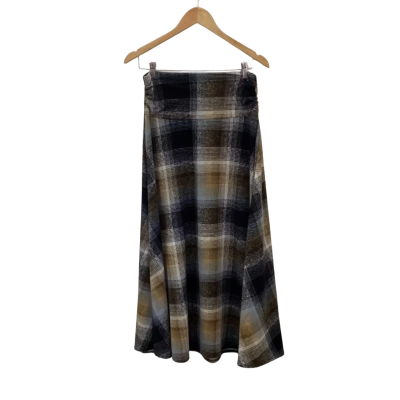 Boho Bird Womens  Size 12 Maxi Skirt Checked Black  / Brown / Grey 