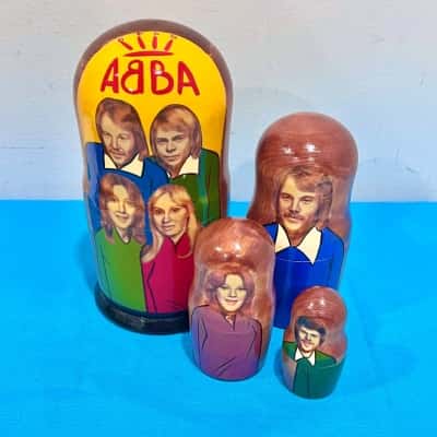Handmade Russian Matryoshka Nesting Dolls featuring Abba Band Members 