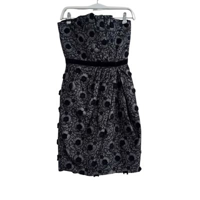 Marc by Marc Jacobs Womens Ruched Embroidered Floral Pattern Strapless Knee Length Dress Size 4 Black  