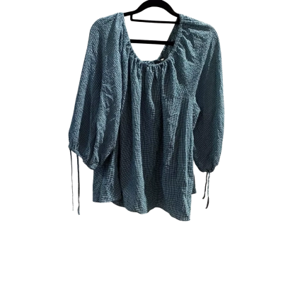 Sussan Womens  Size 18 3/4 Sleeve Top Gingham / Green / White 