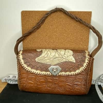  Womens Handbag Brown / Cream 
