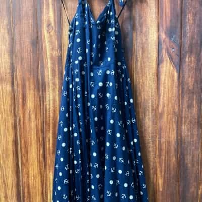 Hell Bunny  Size XXL Halter Neck Dress Navy Blue 