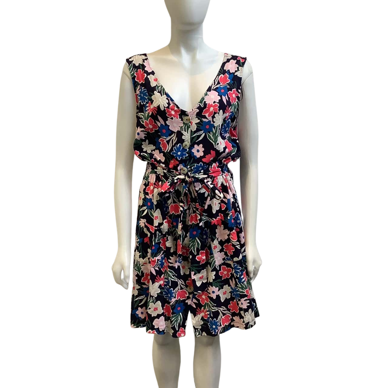 W.Lane Womens Size 20 VNeck Floral Linen Blend Dress Multicoloured BNWT