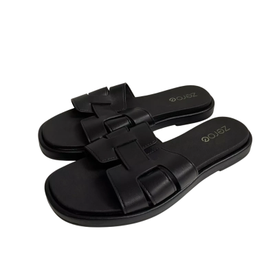 Zeroe Womens  Size 8 Flat Slide Sandals Black 